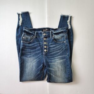 Indigo Rein Women's High Rise Skinny Fit Factory Distressed Denim Jeans Size 26